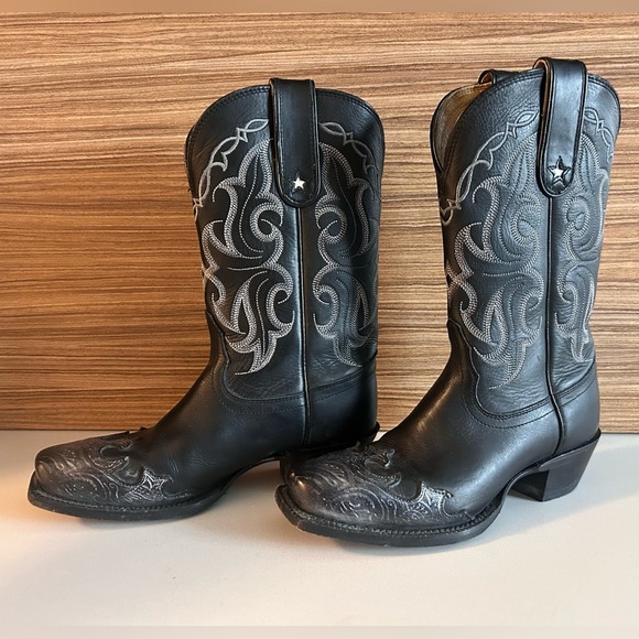 Tony Lama Womens (VF3033) Vaquero 11” Black Veil leather Cowgirl Boots Size 6B - Picture 2 of 14